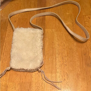 Free People Bungalow Crossbody bag. Boho bag faux fleece leather crossbody strap